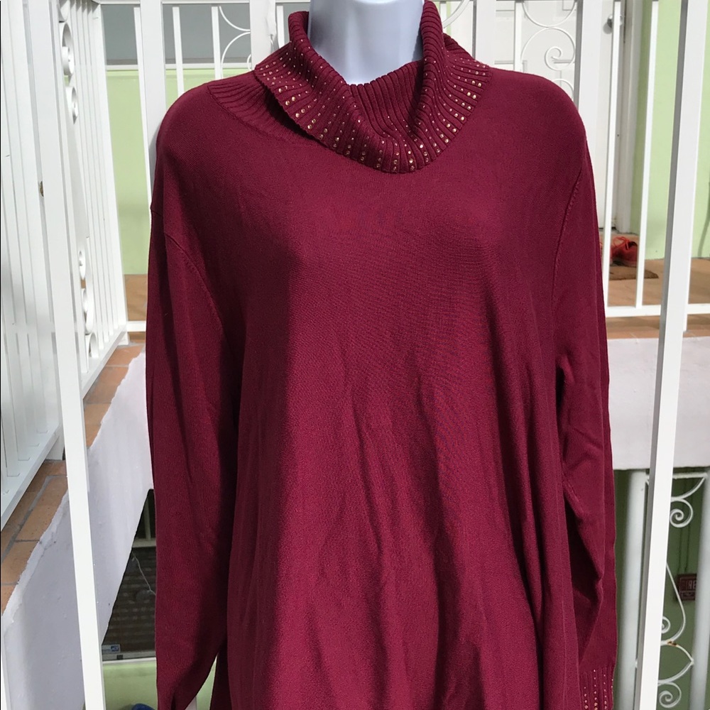 Burgundy Cowl Neck Sweater Top